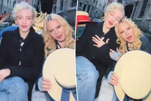 Madonna and Julia Garner twin in Venice after scrapped biopic